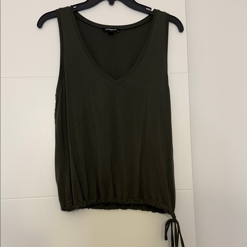 Express Dark Green V-Neck Tank Top